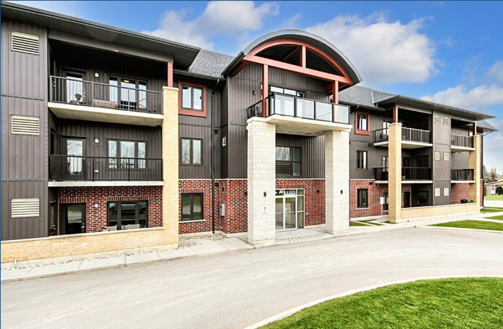 Apartment building exterior in Exeter, Ontario